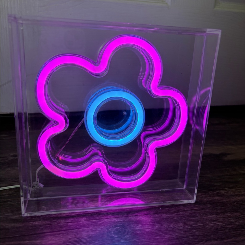 Pink and Blue Flower Neon Light